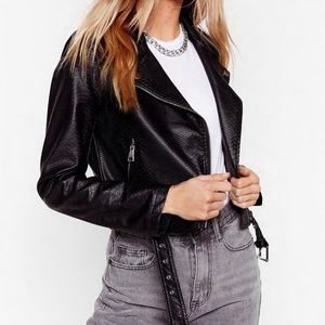 Faux Leather Crop Jacket